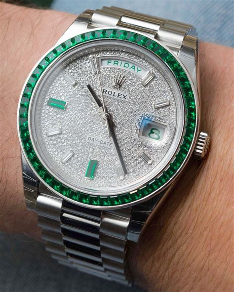 rolex day-date 40 green emerald platinum|rolex day date 40 228235.